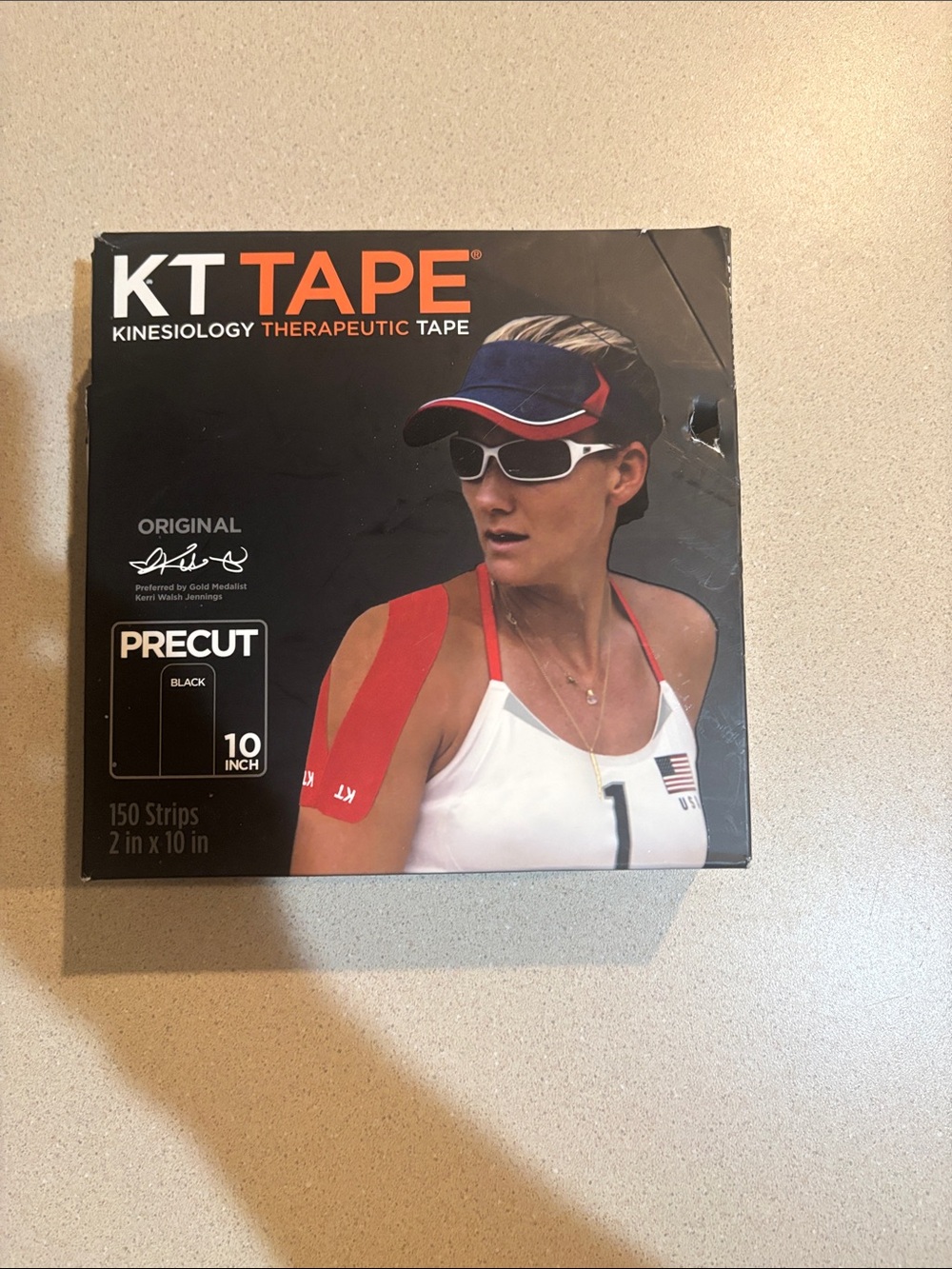 KT TAPE Kinesiology Therapeutic Tape - Red/Black PRECUT 10 inches